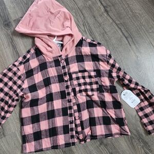 NWT Girls pink and black flannel shirt
